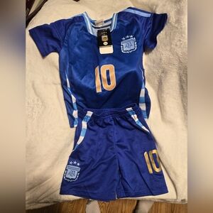 Blue and Gold Soccer Jersey and Shorts Set